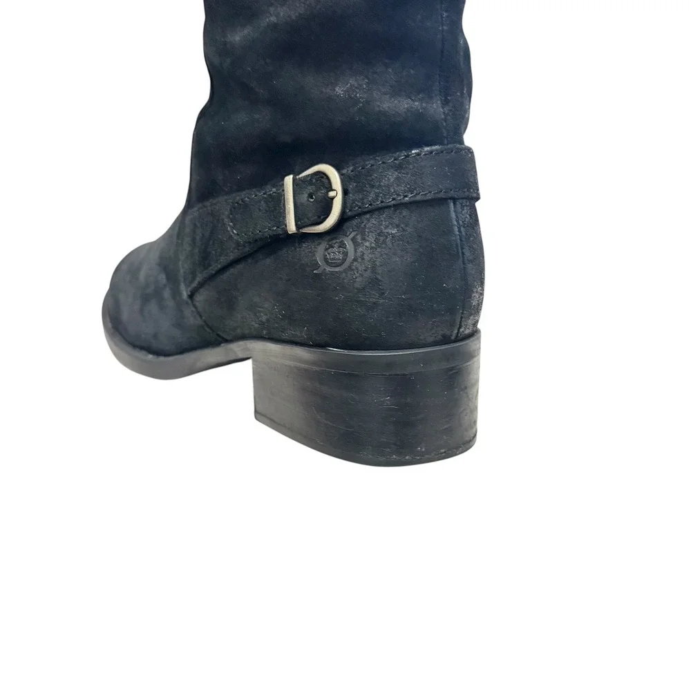 Born Black Suede Buckle Knee High Boots Women's Size 8.5M‎